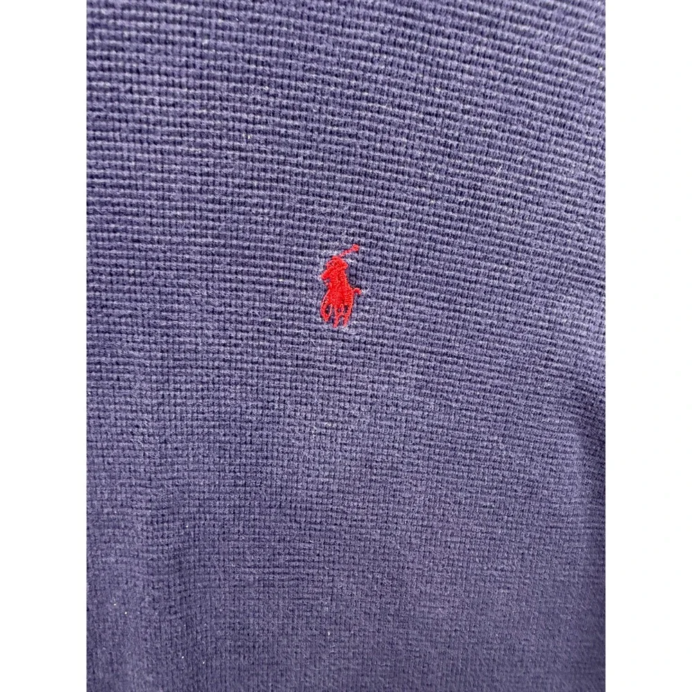 Polo Ralph Lauren Sleepwear Shirt Mens Navy Blue Waffle Knit Thermal Large - Picture 3 of 7